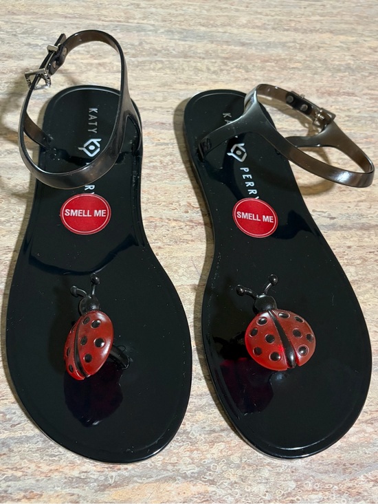 Katy Perry Collections Shoes - Katy Perry Collections The Geli Black Jelly Sandals with Red Ladybug